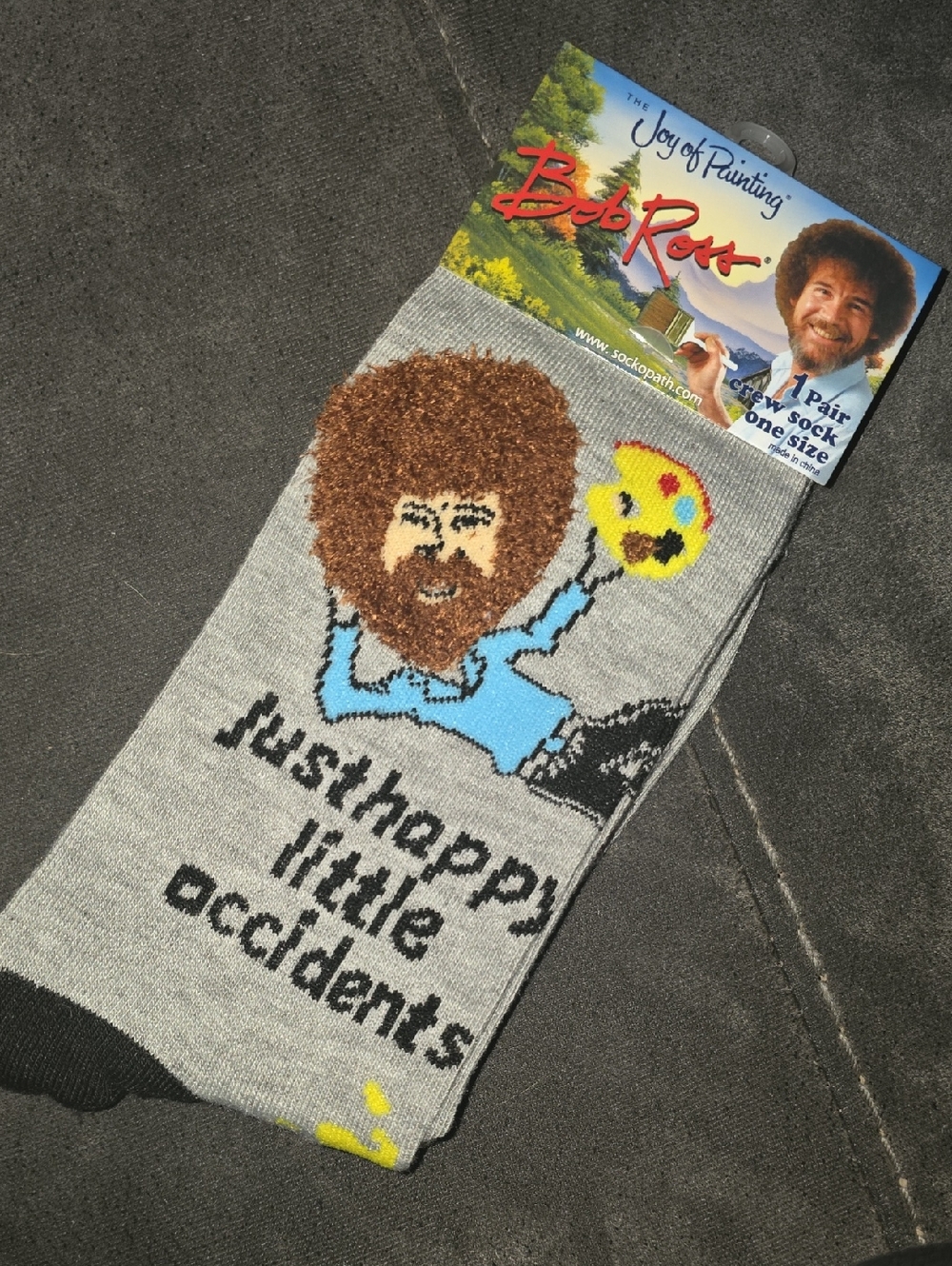 Bob Ross 'Just Happy Little Accidents' Crew Socks
